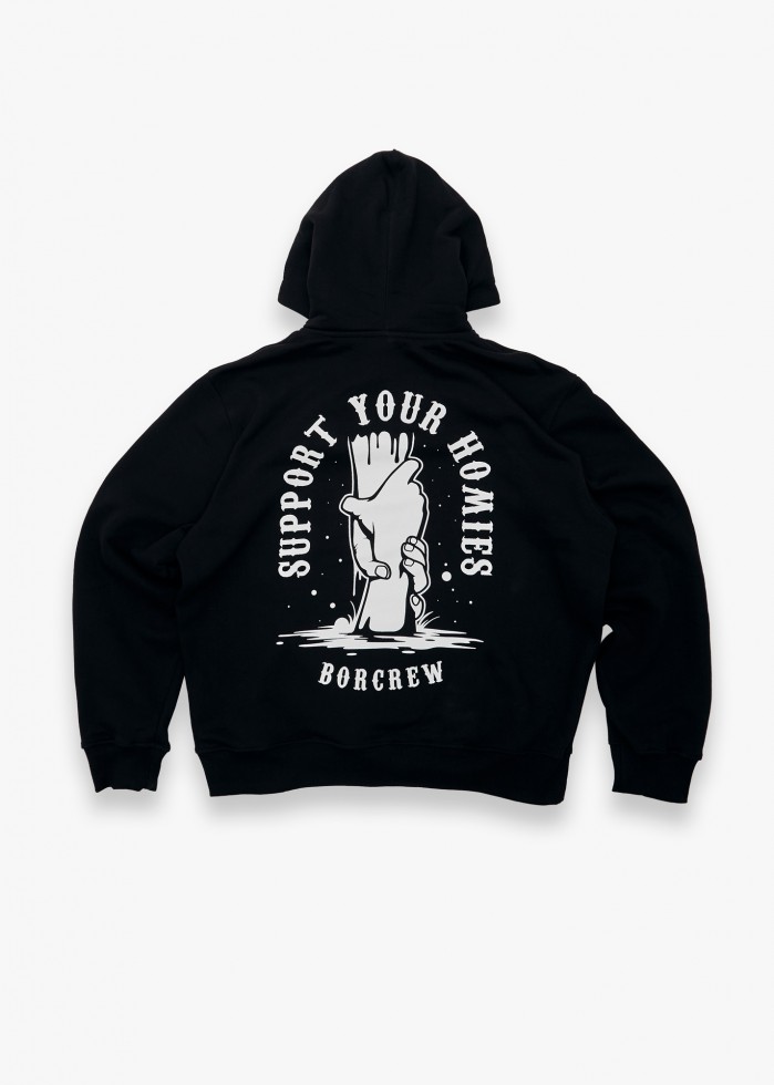 BLUZA Z KAPTUREM BOR SUPPORT CZARNA BORCREW